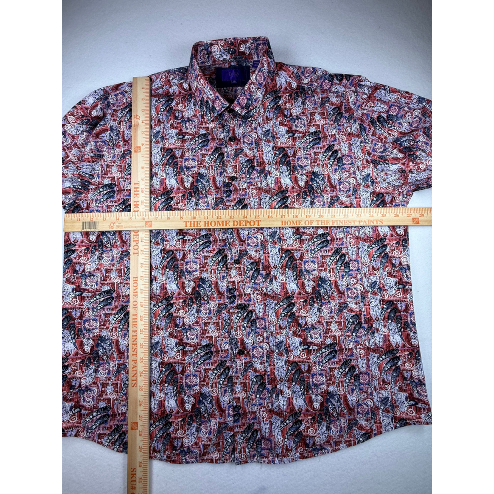 Tallia XXL Paisley Feather Print Button-Down Shirt Men’s 18½ Multicolor